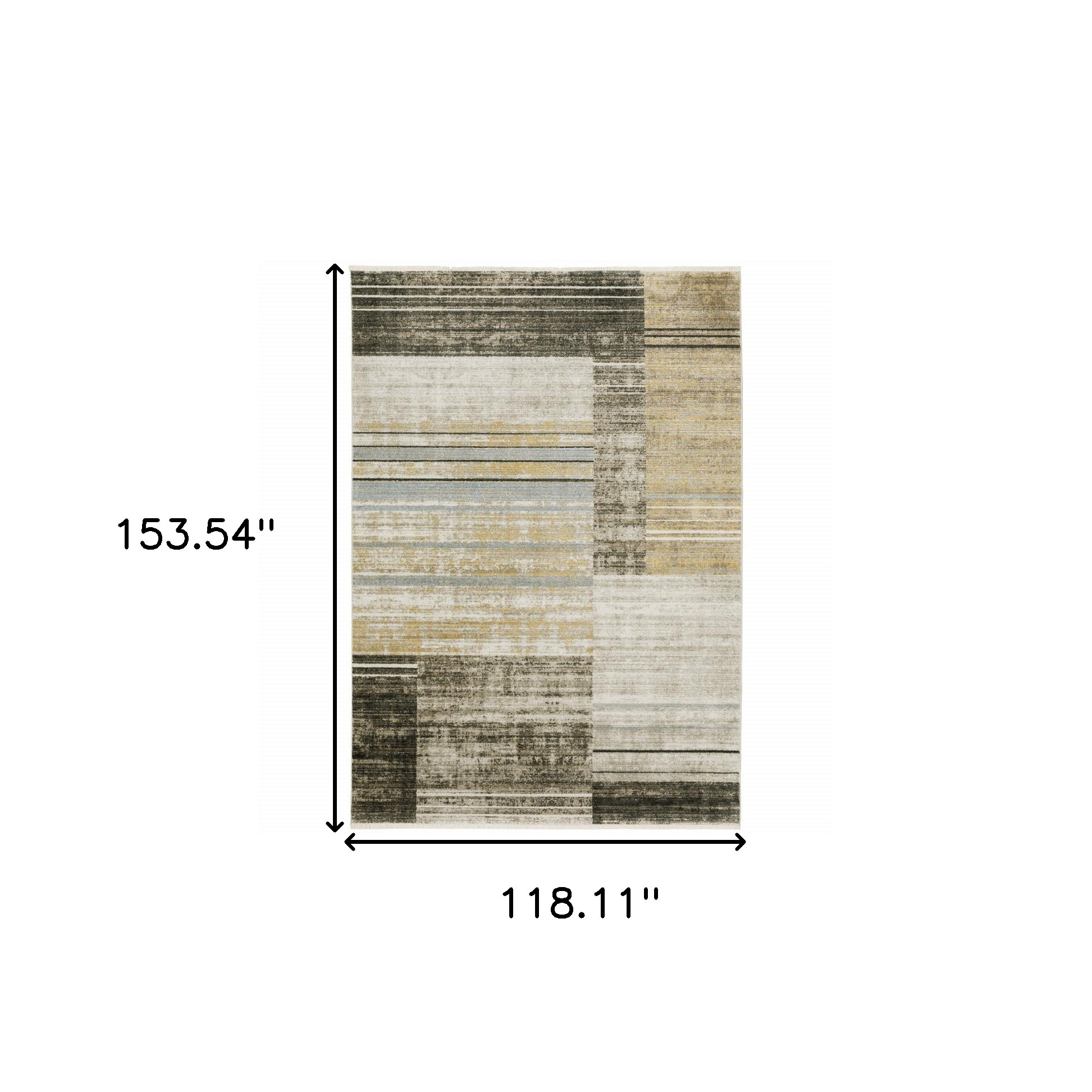 10" X 13" Beige Charcoal Brown Grey Tan Gold And Blue Geometric Power Loom Stain Resistant Area Rug With Fringe
