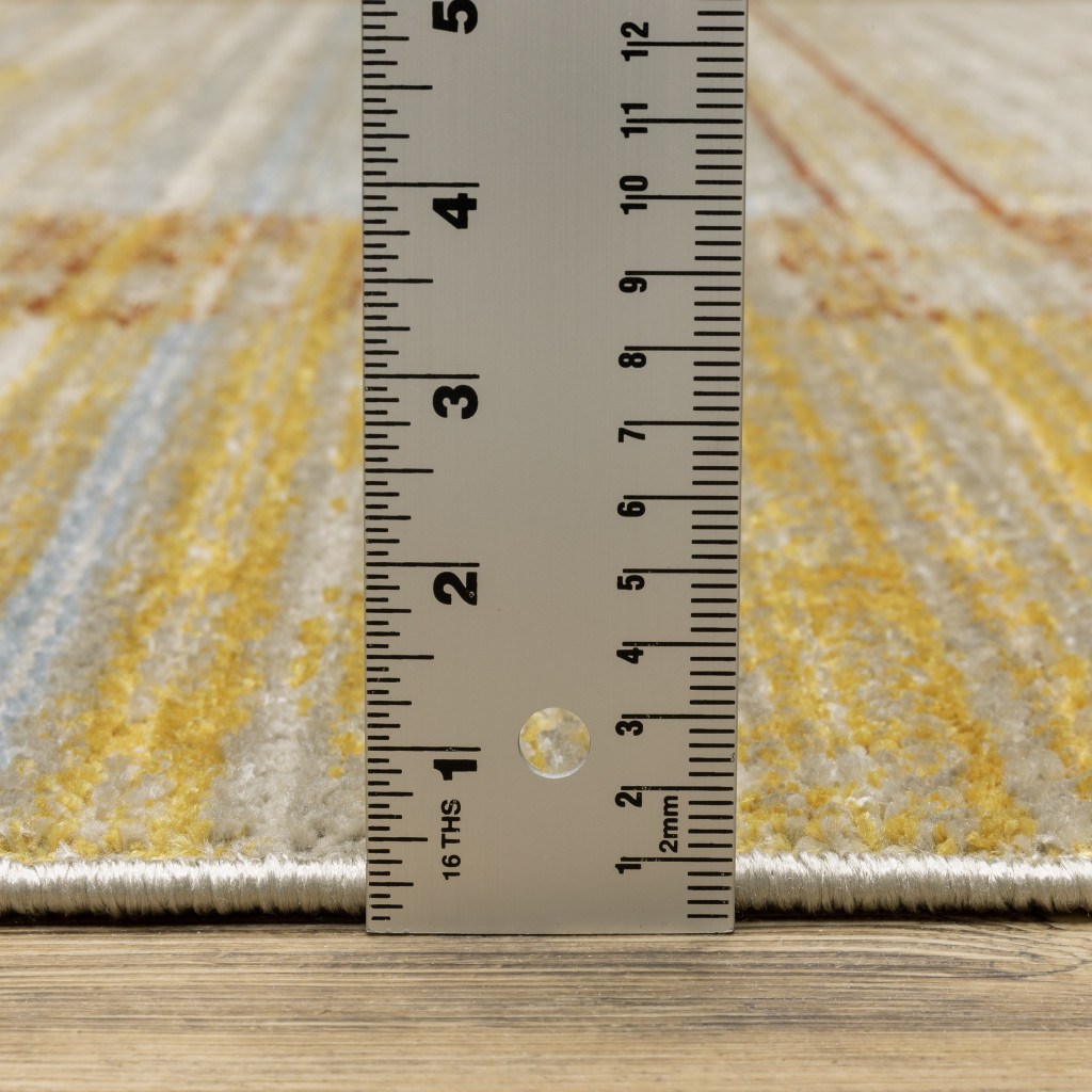 2" X 8" Brown And Ivory Geometric Power Loom Runner Rug With Fringe