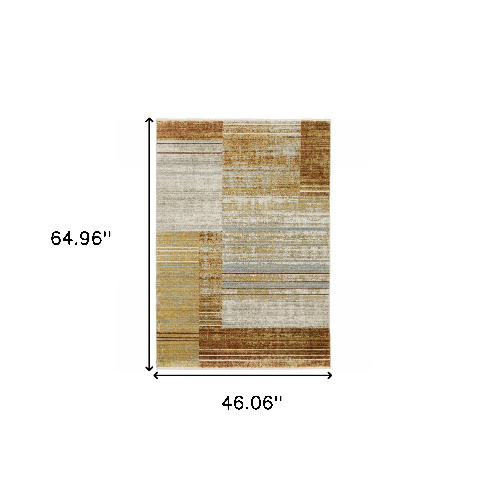 4" X 6" Rust Gold Blue Grey Ivory And Tan Geometric Power Loom Stain Resistant Area Rug With Fringe