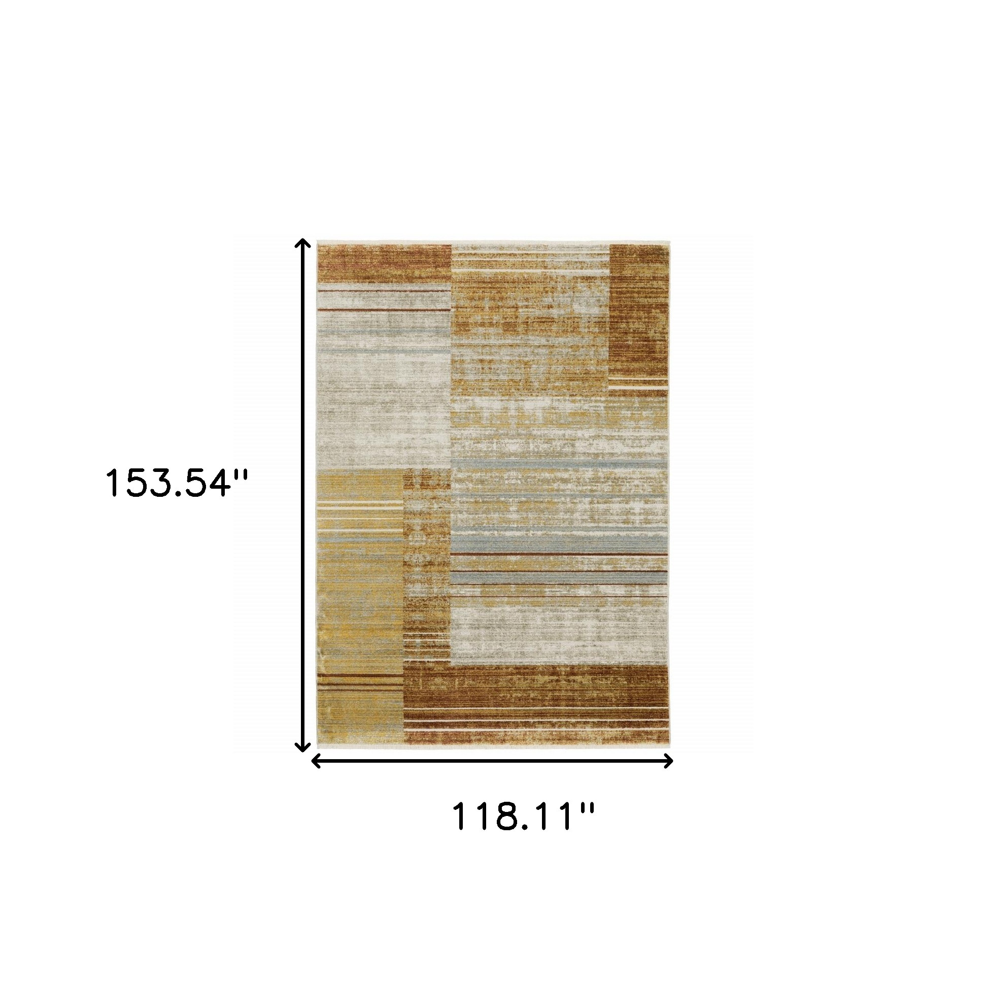 10" X 13" Rust Gold Blue Grey Ivory And Tan Geometric Power Loom Stain Resistant Area Rug With Fringe