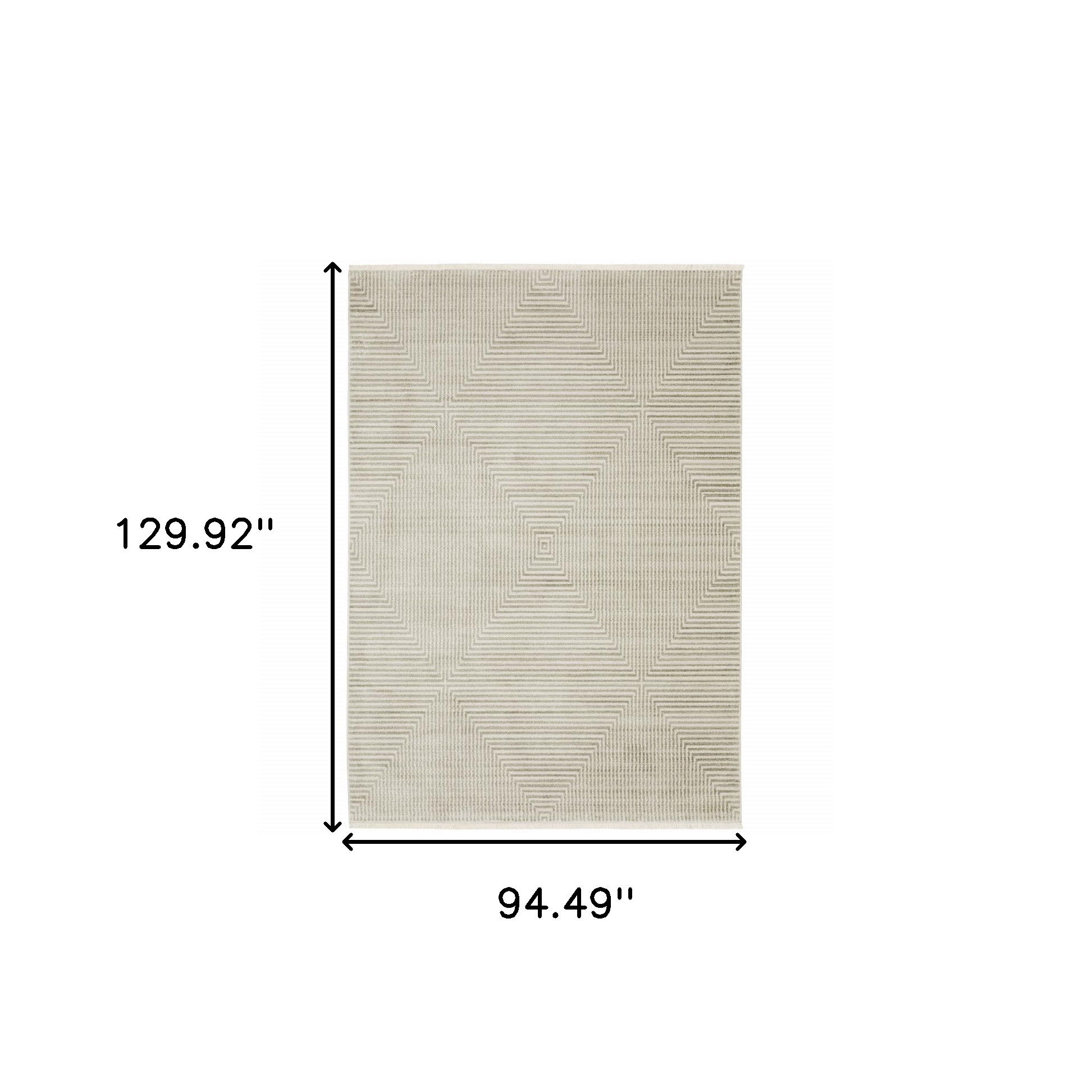 8" X 11" Beige and Ivory Geometric Power Loom Area Rug