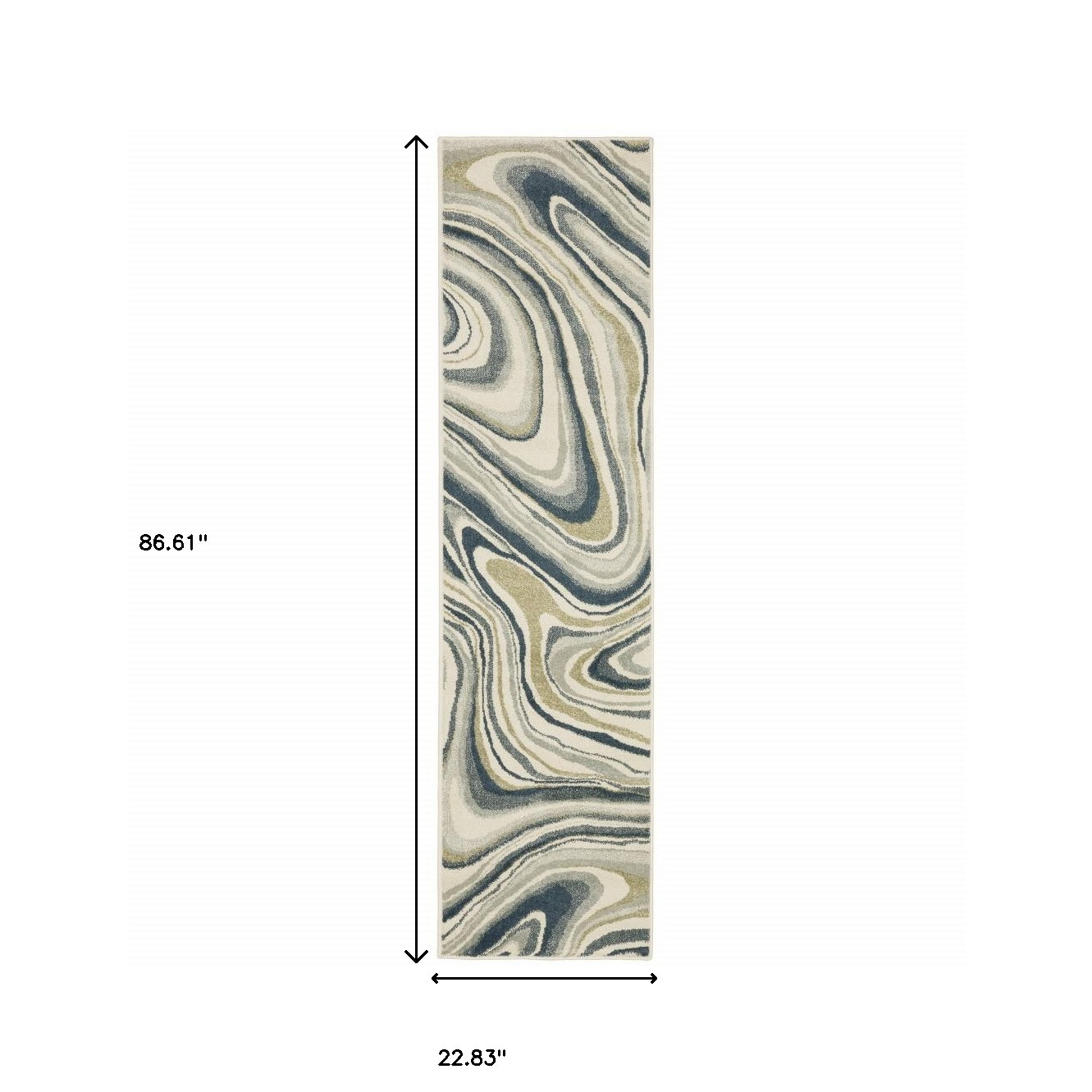 2" X 8" Gray And Ivory Abstract Power Loom Runner Rug