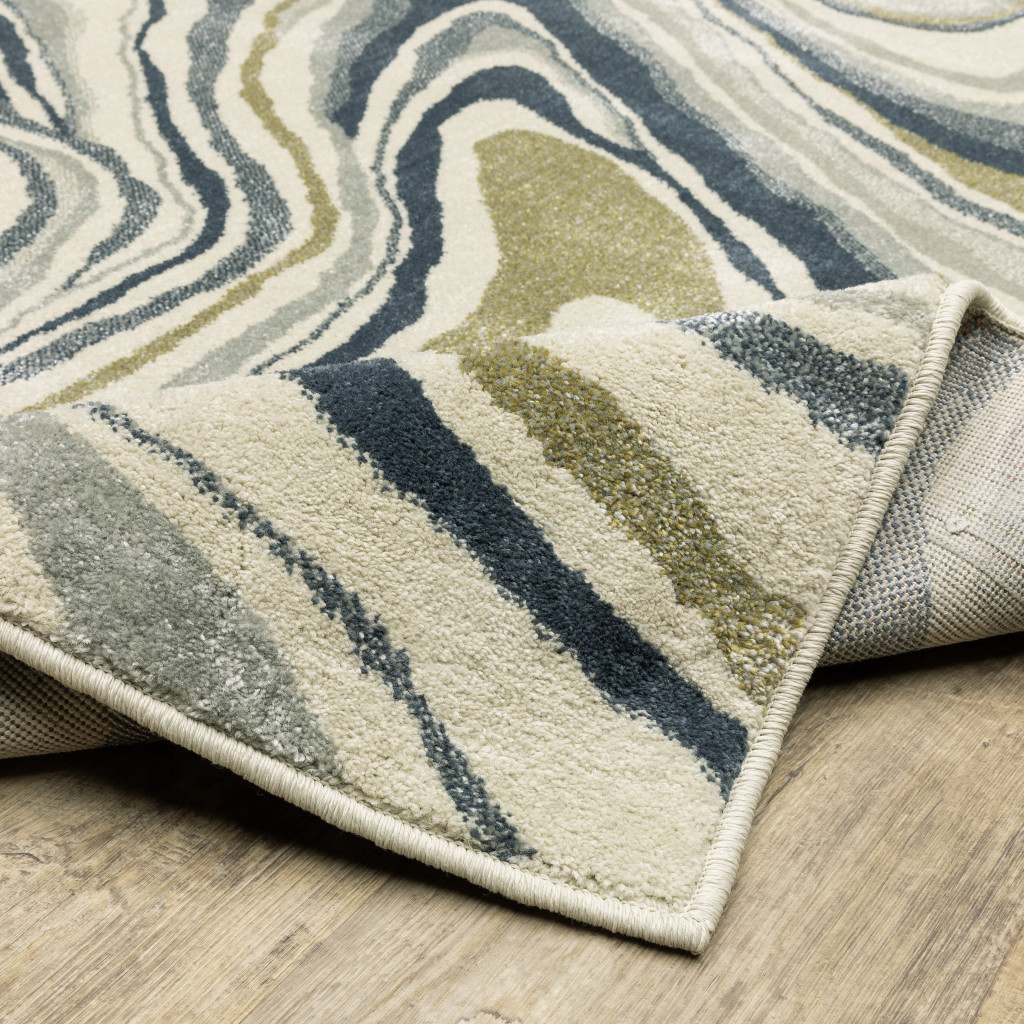 2" X 8" Gray And Ivory Abstract Power Loom Runner Rug