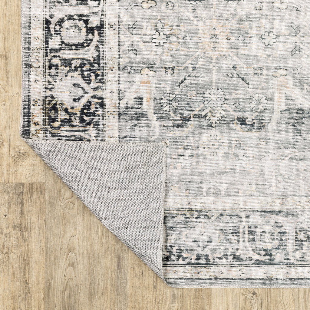 7" X 10" Gray and Ivory Oriental Non Skid Area Rug