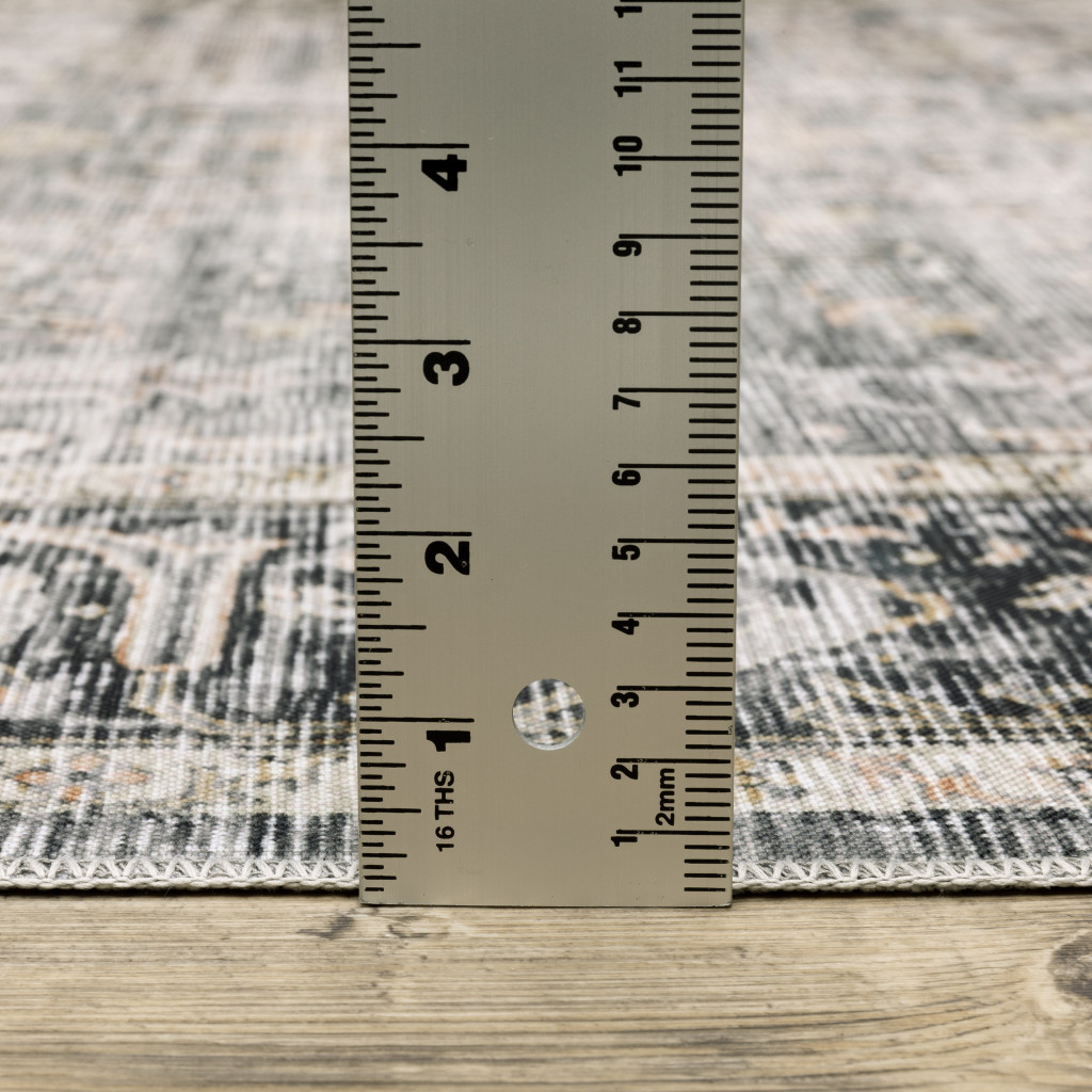 7" X 10" Gray and Ivory Oriental Non Skid Area Rug