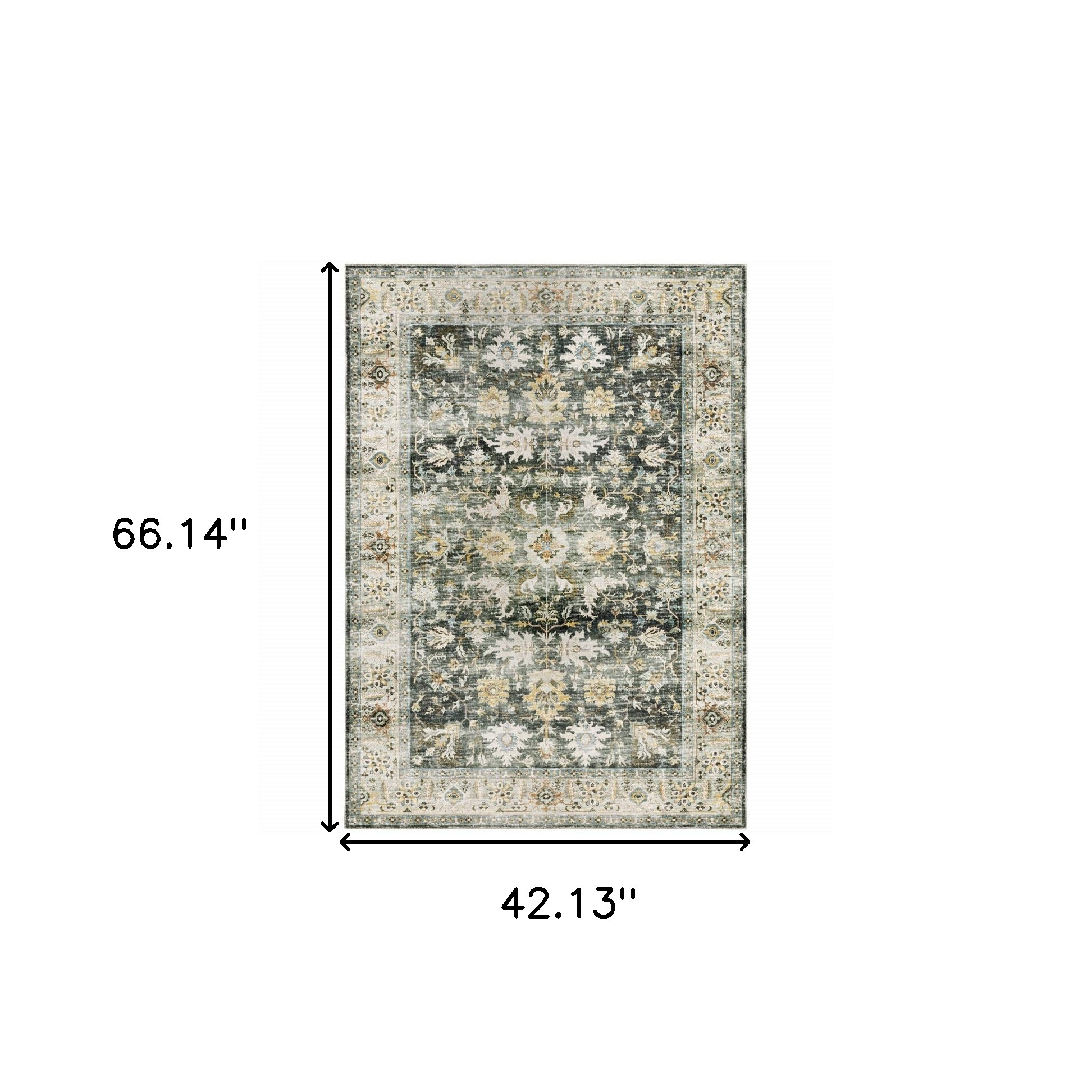 4" X 6" Gray and Ivory Oriental Non Skid Area Rug
