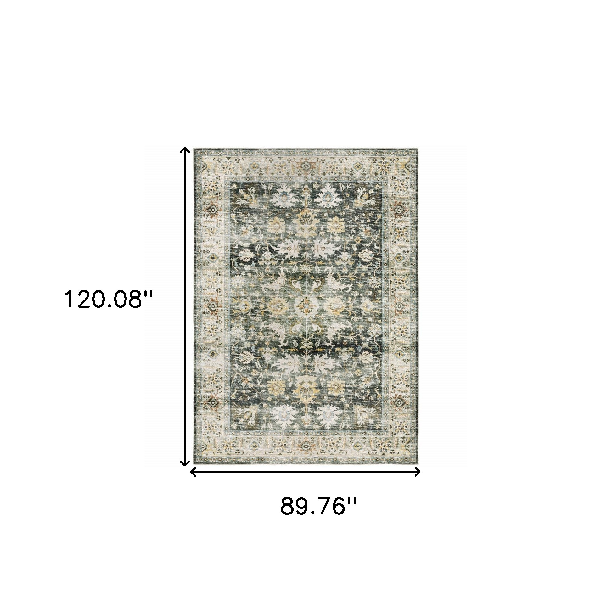 7" X 10" Gray and Ivory Oriental Non Skid Area Rug