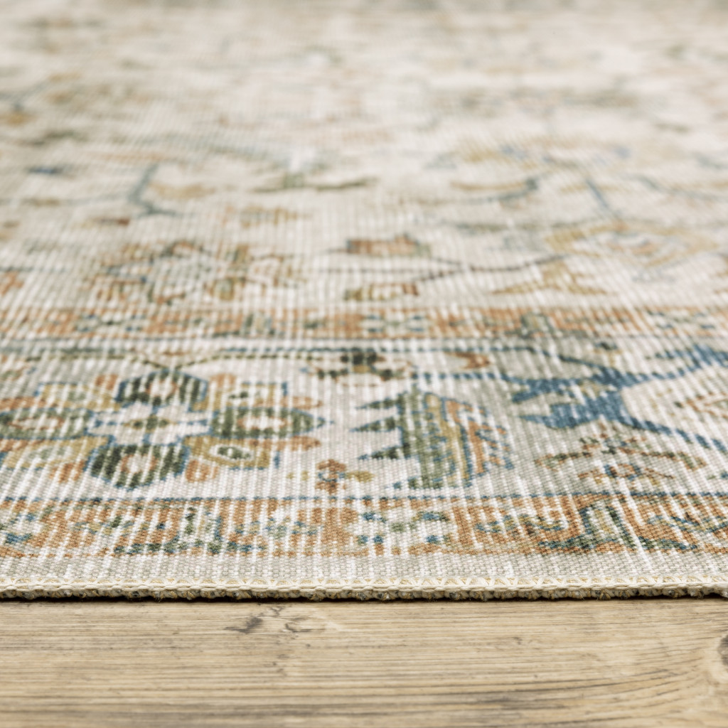 4" X 6" Blue and Gray Oriental Non Skid Area Rug