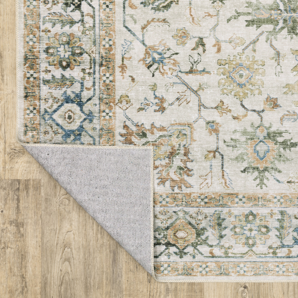 4" X 6" Blue and Gray Oriental Non Skid Area Rug