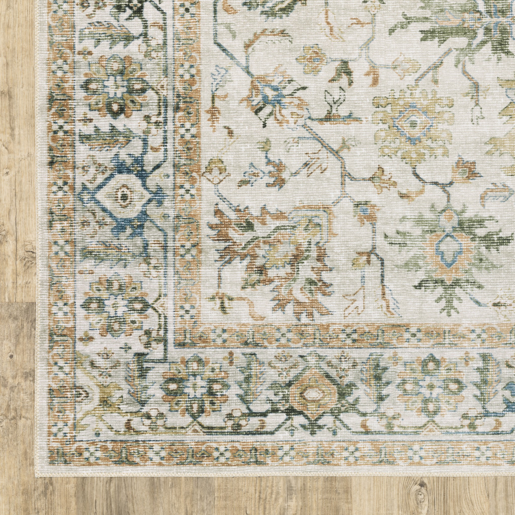 4" X 6" Blue and Gray Oriental Non Skid Area Rug