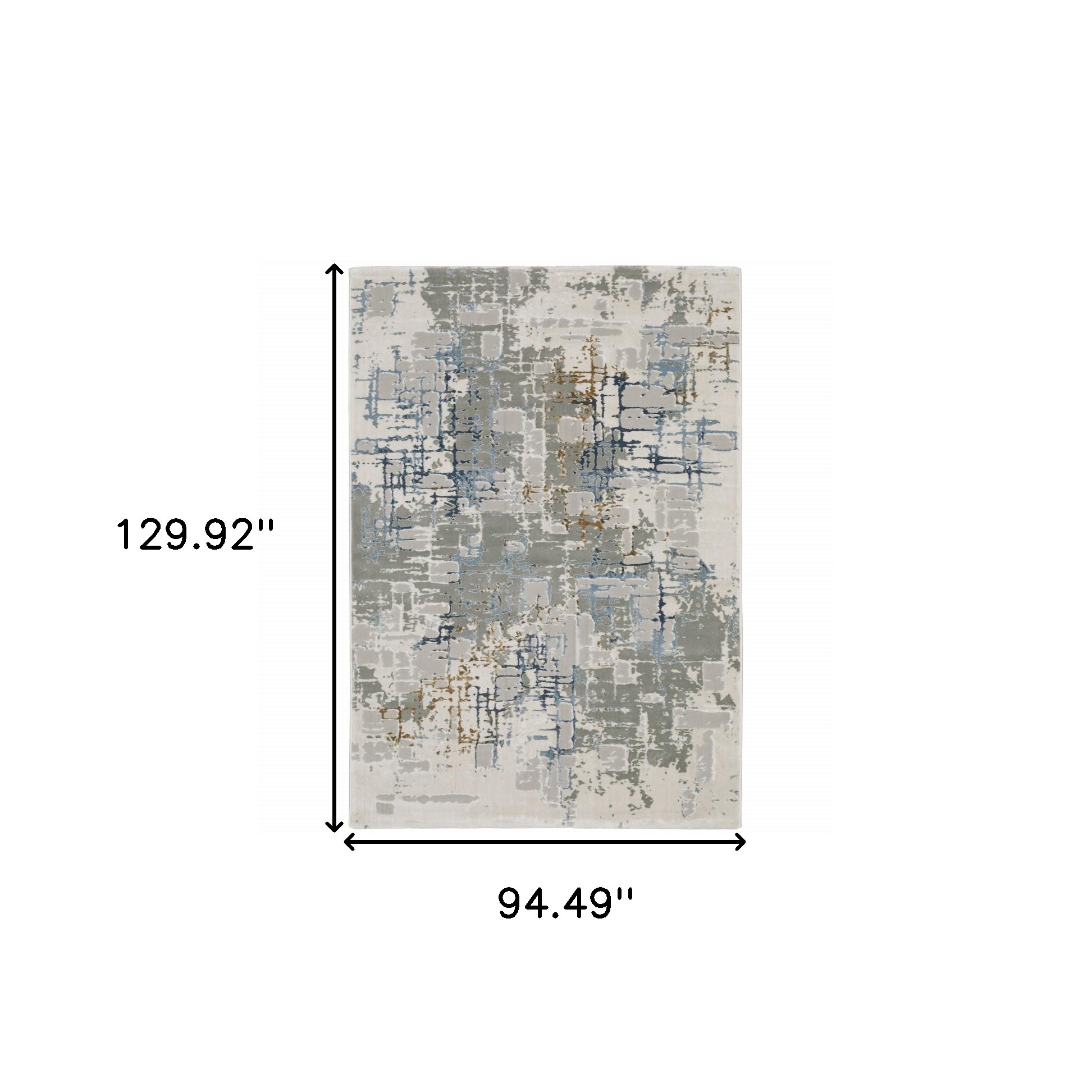 8" X 11" Grey Blue Brown Ivory And Deep Blue Abstract Power Loom Stain Resistant Area Rug