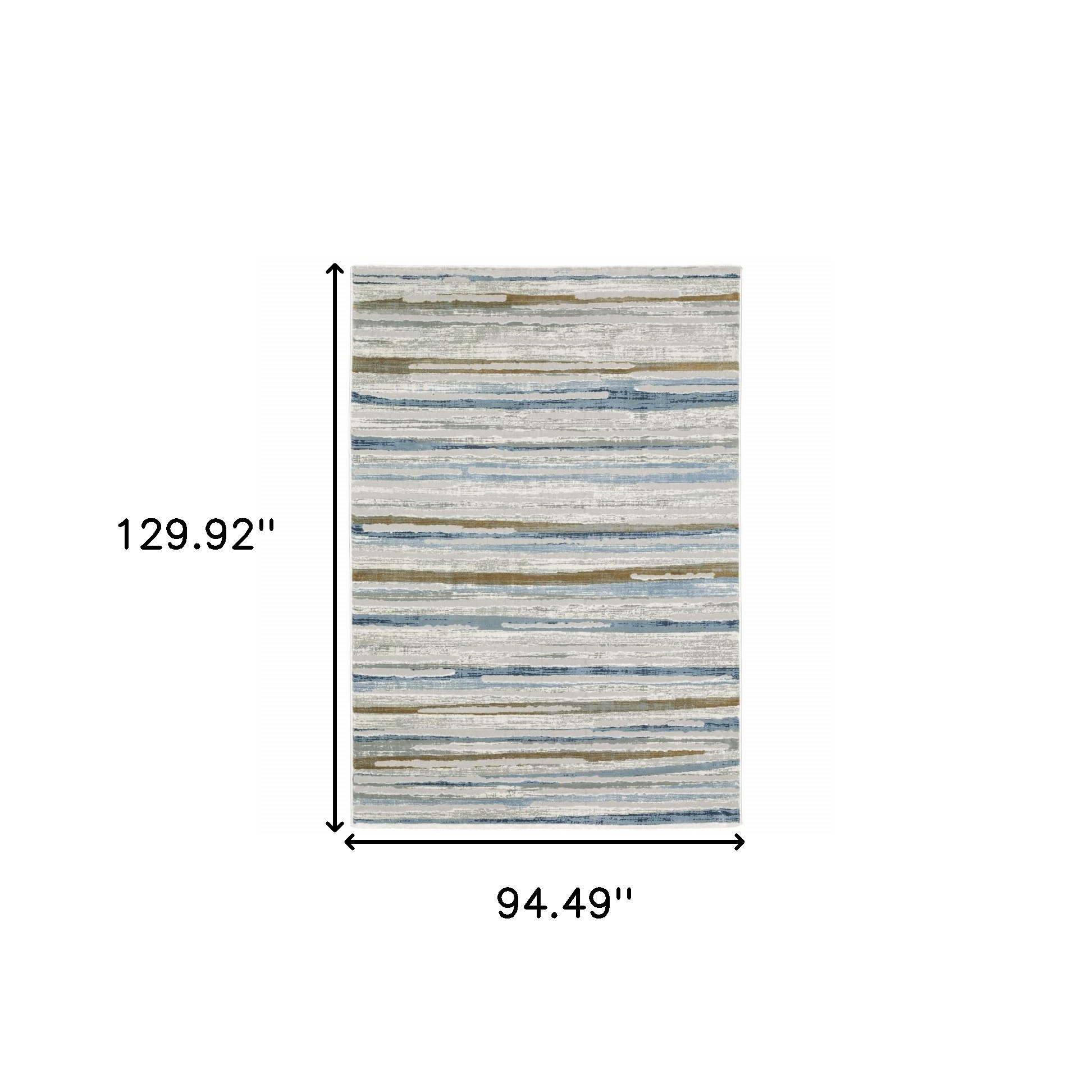 8" X 11" Grey Blue Ivory Brown Beige And Navy Abstract Power Loom Stain Resistant Area Rug