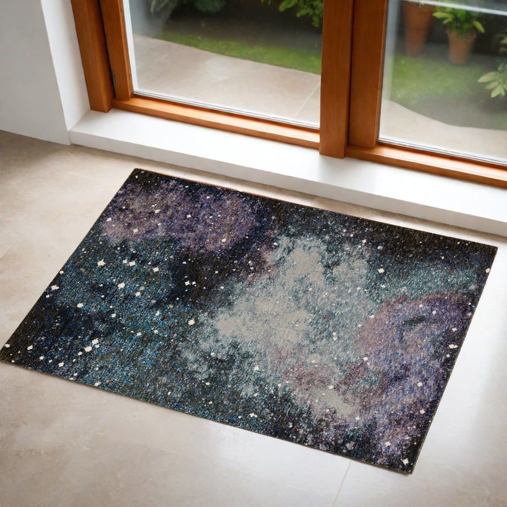 2" X 3" Purple and Ivory Abstract Power Loom Area Rug