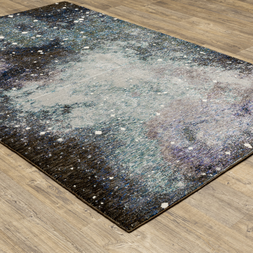 7" X 10" Purple and Ivory Abstract Power Loom Area Rug