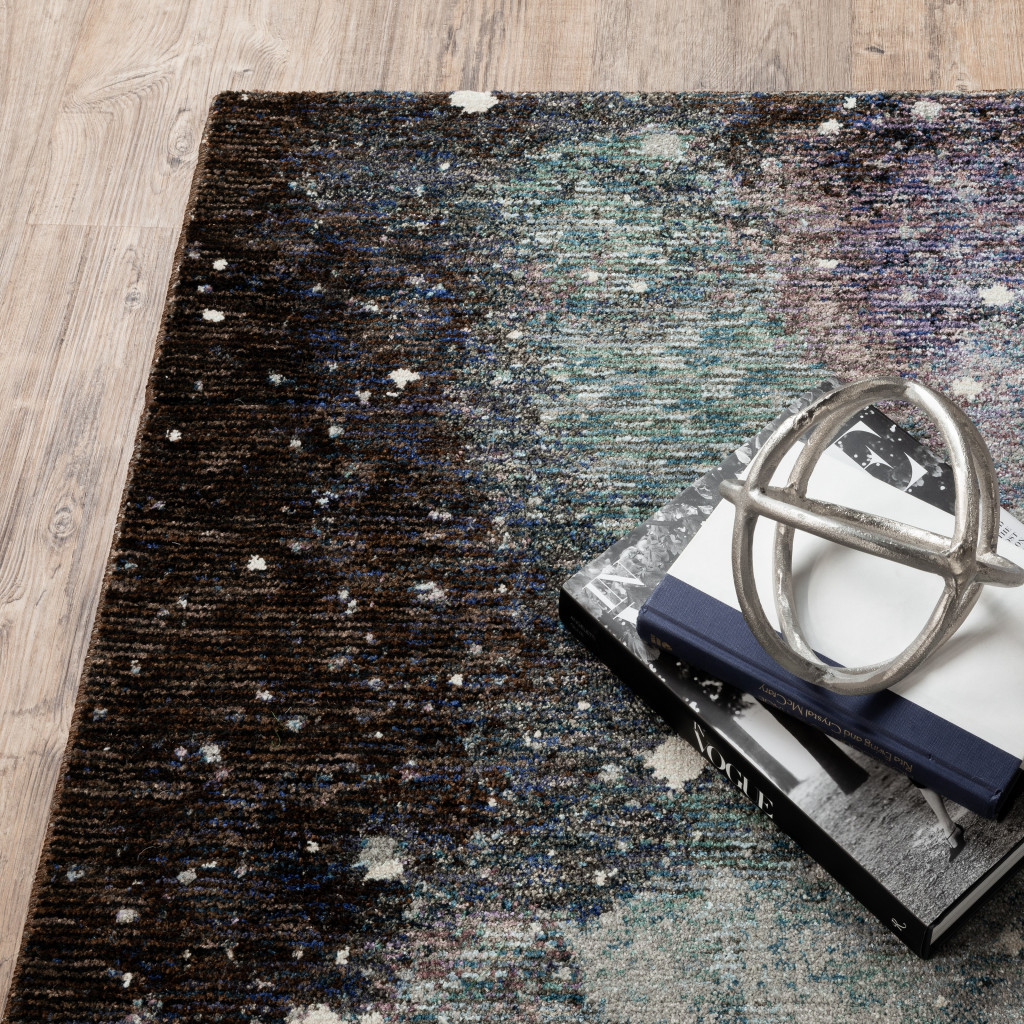 7" X 10" Purple and Ivory Abstract Power Loom Area Rug