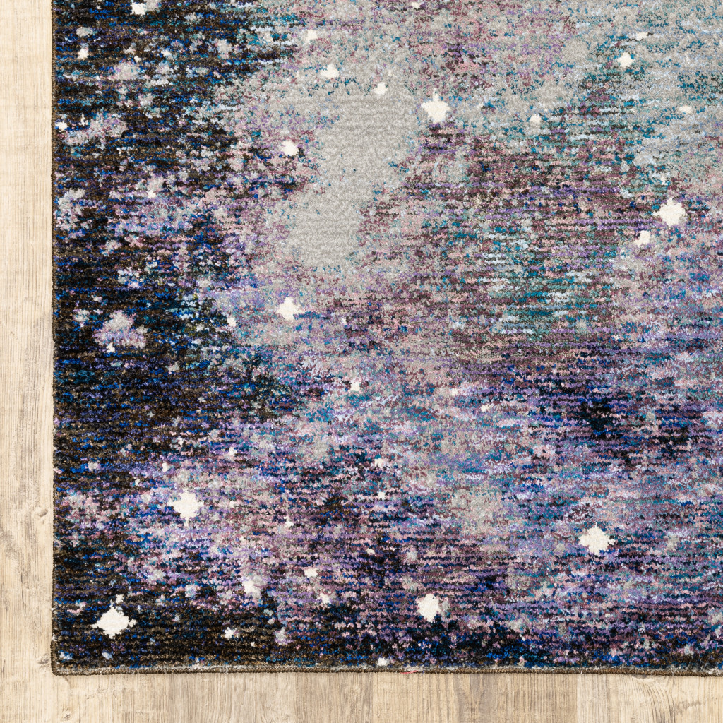 7" X 10" Purple and Ivory Abstract Power Loom Area Rug