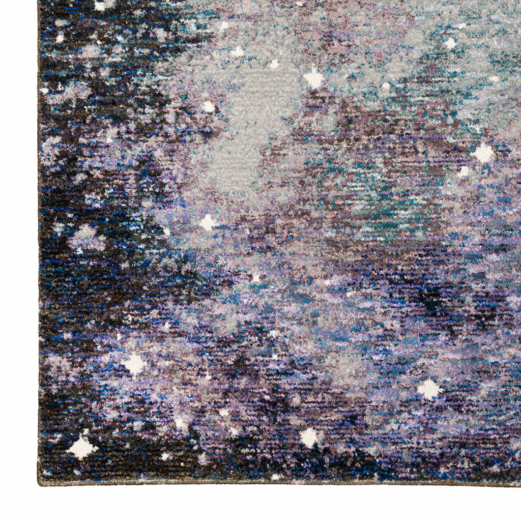 7" X 10" Purple and Ivory Abstract Power Loom Area Rug