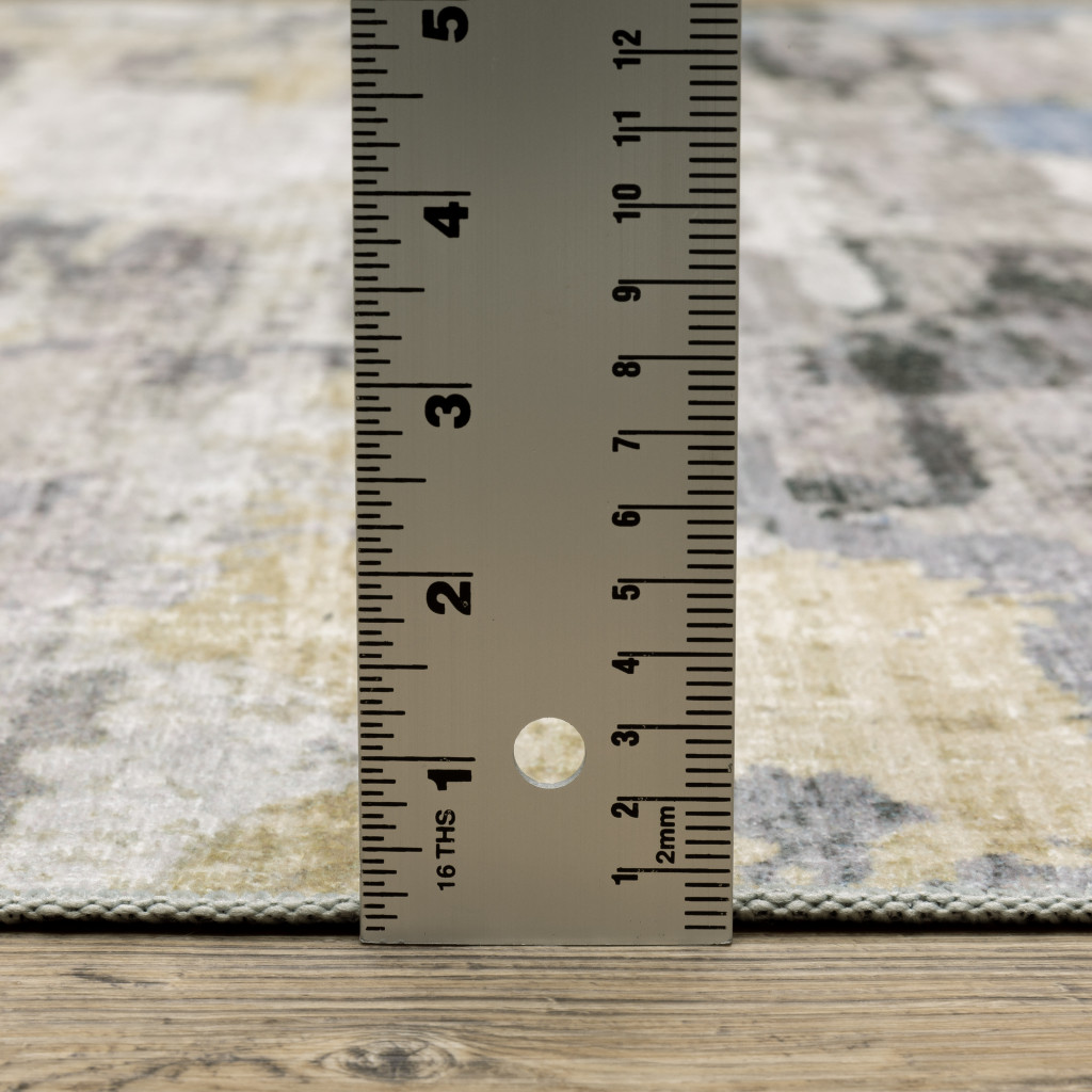 2" X 3" Gray And Ivory Abstract Printed Stain Resistant Non Skid Area Rug