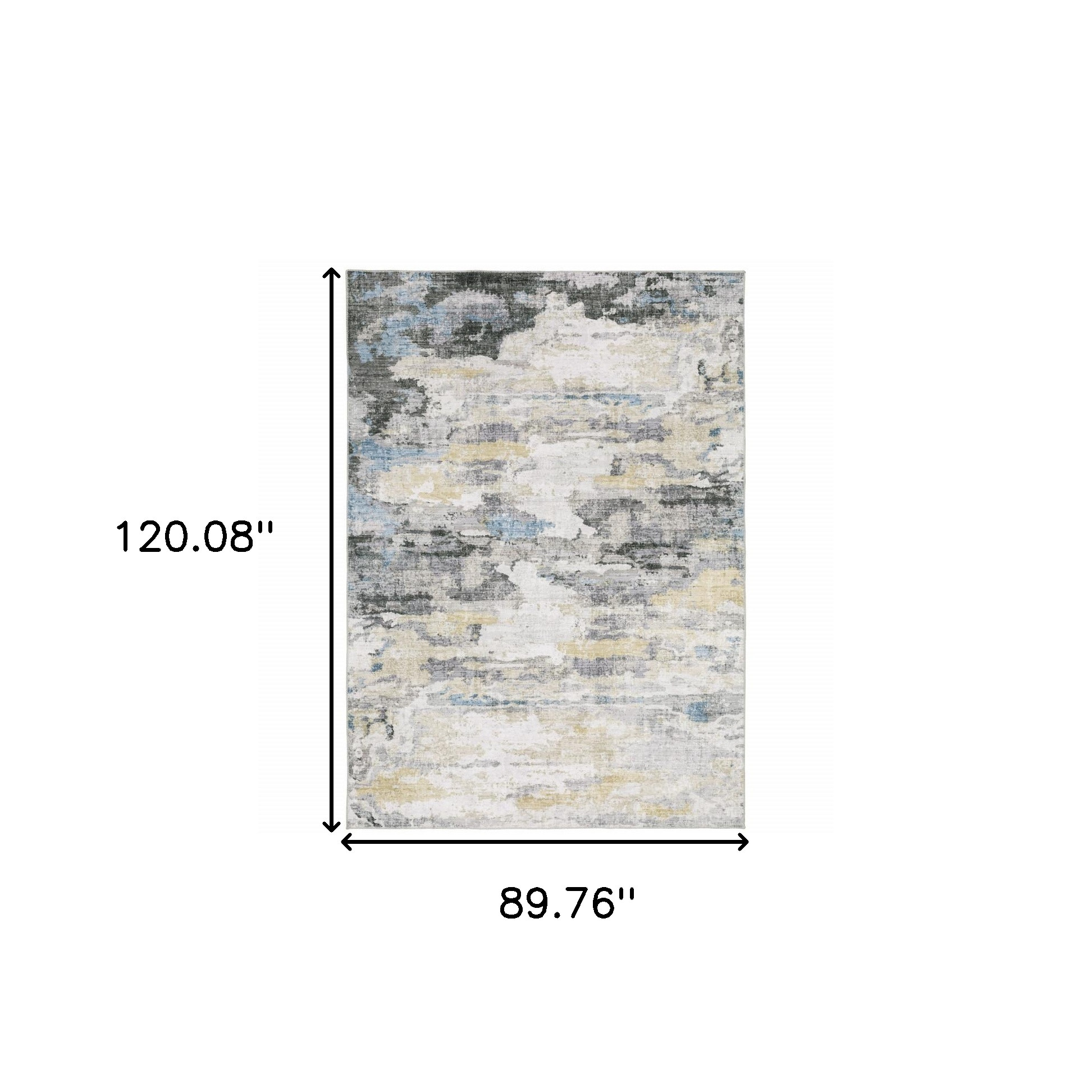 7" X 10" Blue and Gray Abstract Non Skid Area Rug