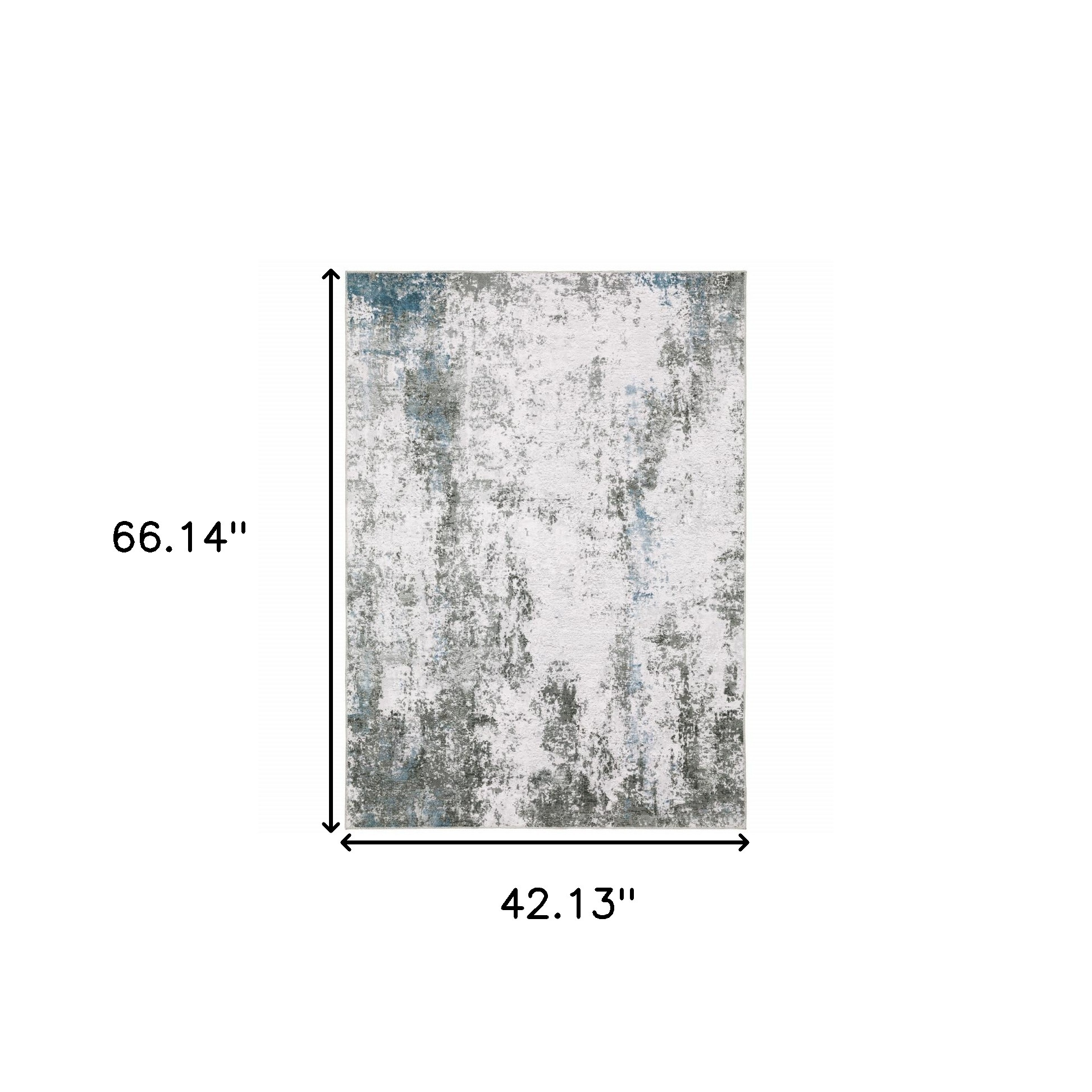 4" X 6" Silver and Gray Abstract Non Skid Area Rug