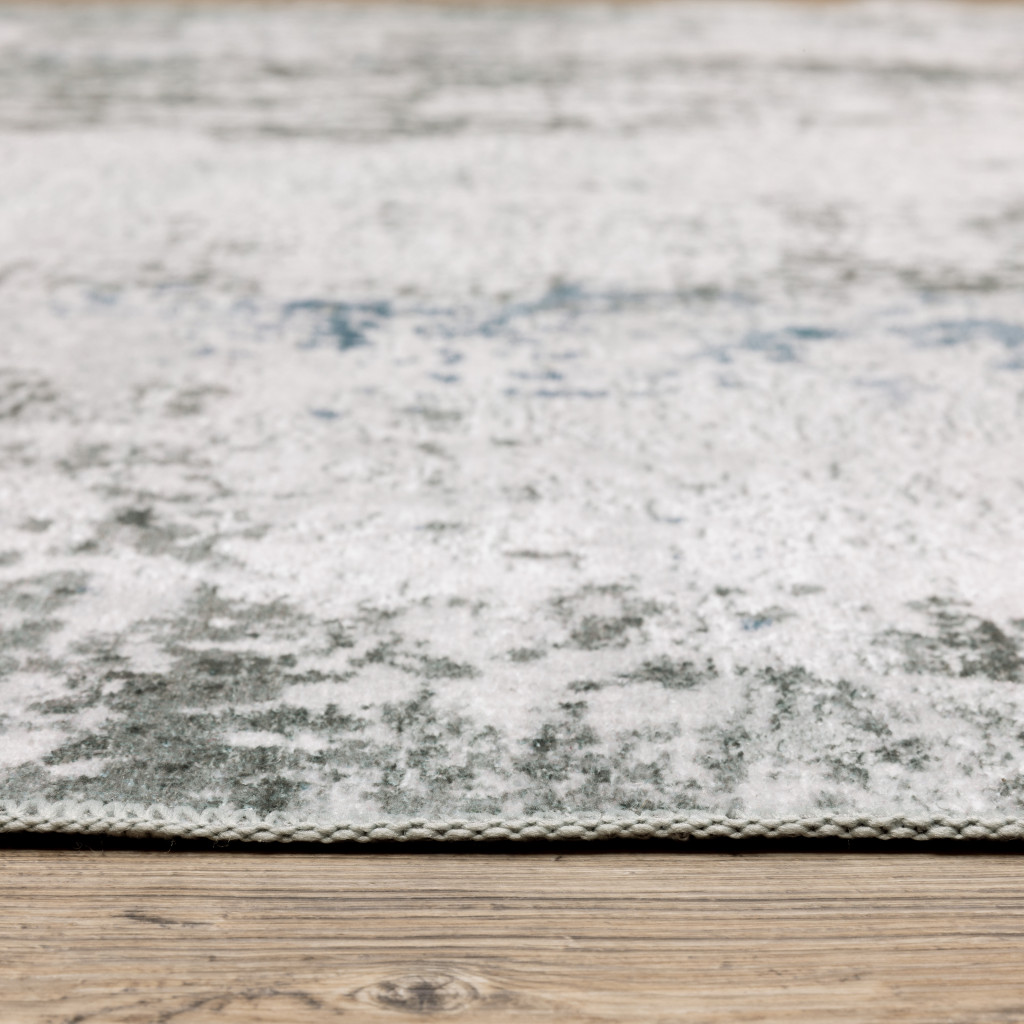 4" X 6" Silver and Gray Abstract Non Skid Area Rug