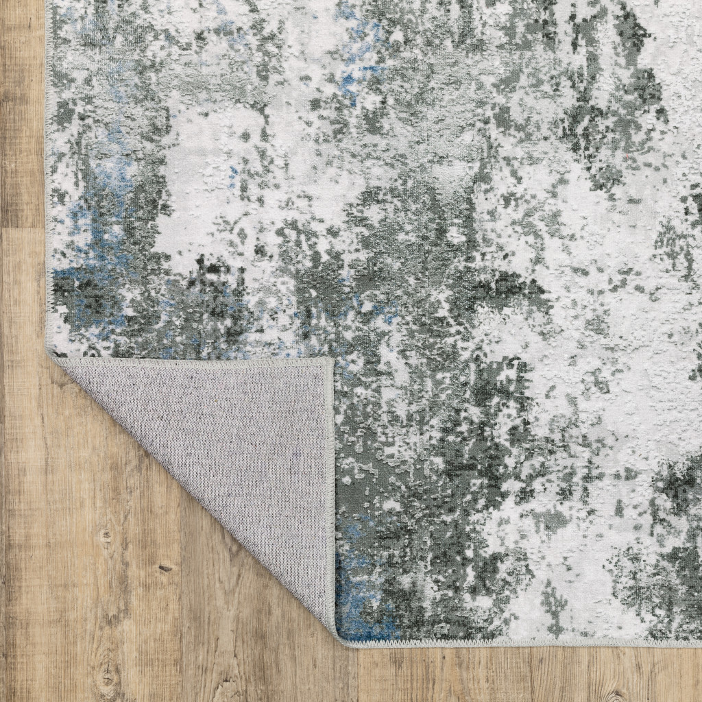 4" X 6" Silver and Gray Abstract Non Skid Area Rug