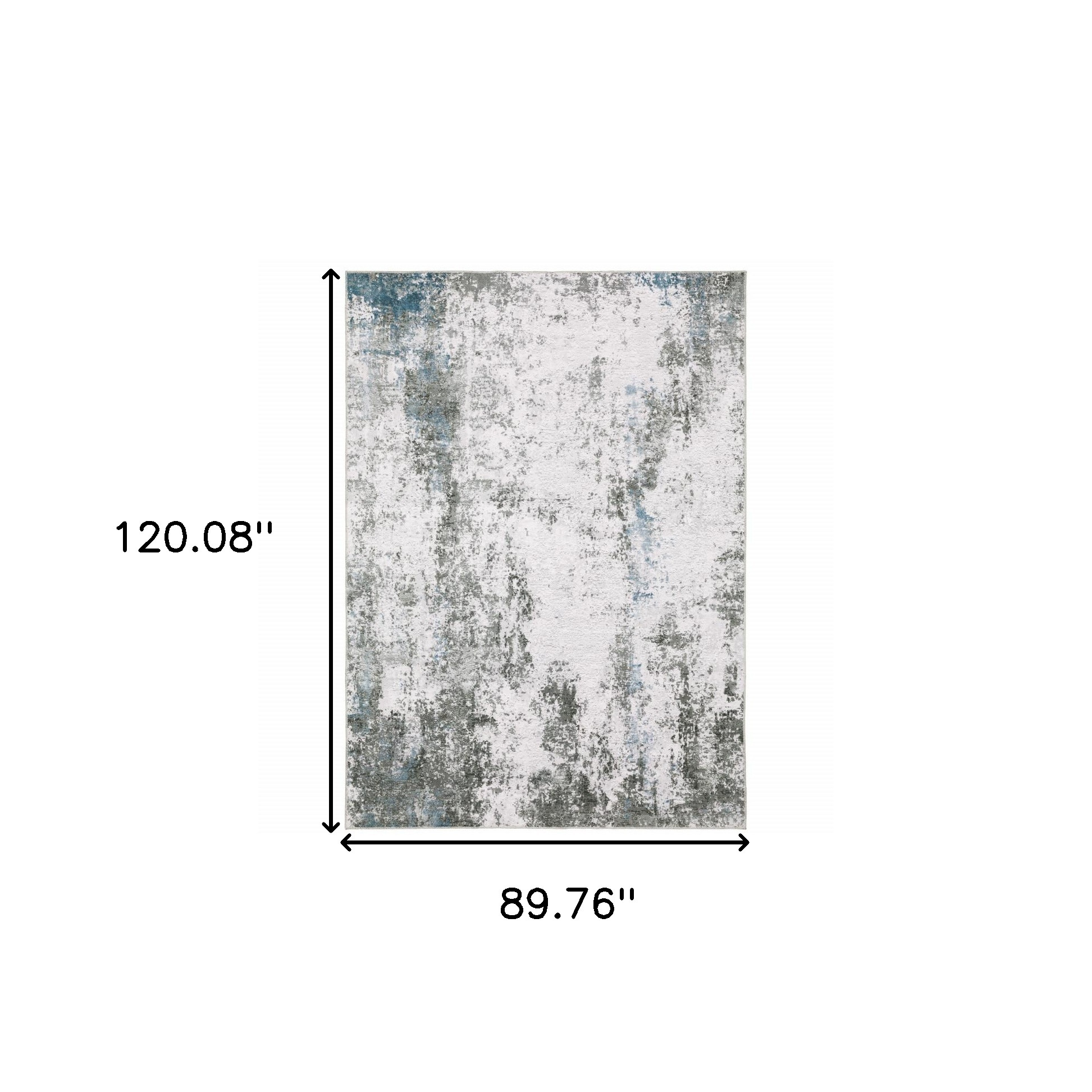 8" X 10" Silver and Gray Abstract Non Skid Area Rug