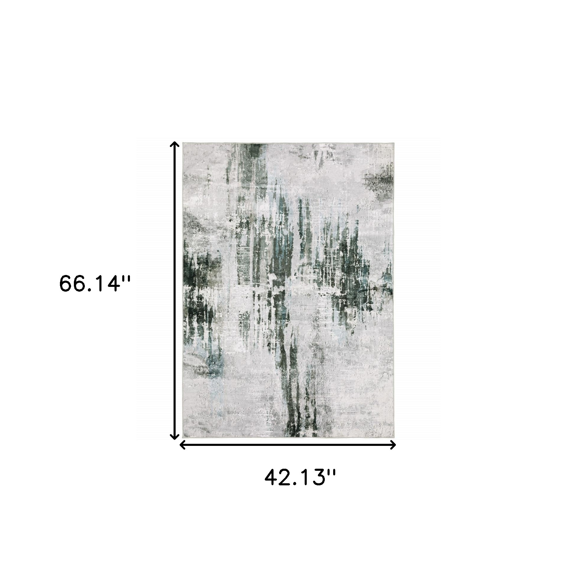 4" X 6" Silver and Gray Abstract Non Skid Area Rug