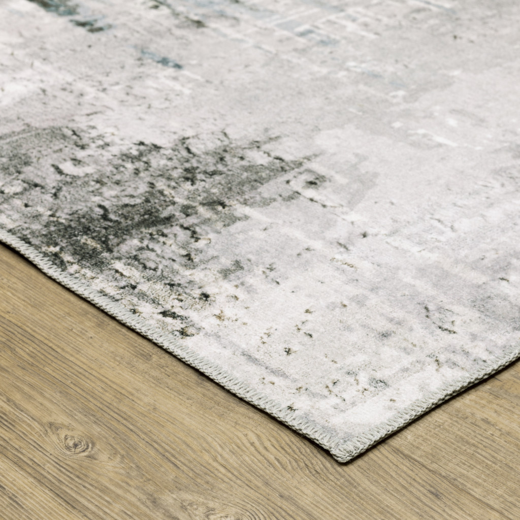 8" X 10" Silver and Gray Abstract Non Skid Area Rug