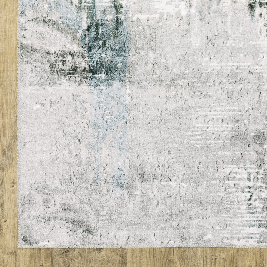 8" X 10" Silver and Gray Abstract Non Skid Area Rug