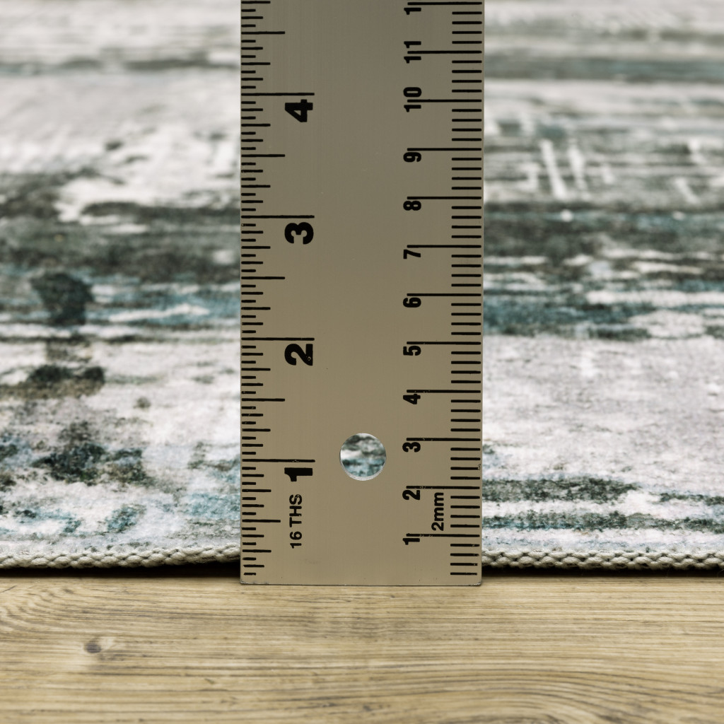 8" X 10" Silver and Gray Abstract Non Skid Area Rug