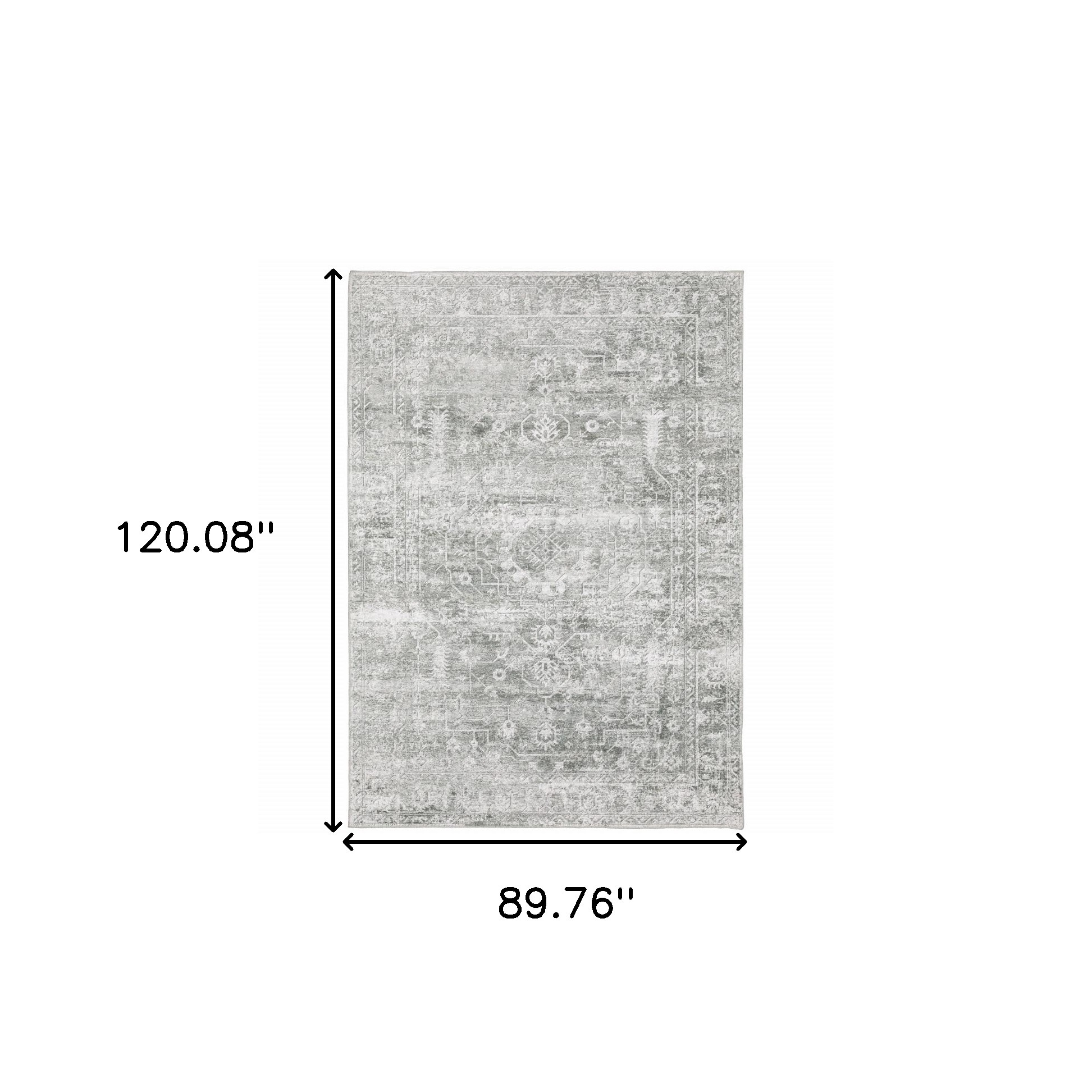 8" X 10" Sage Green Oriental Non Skid Area Rug