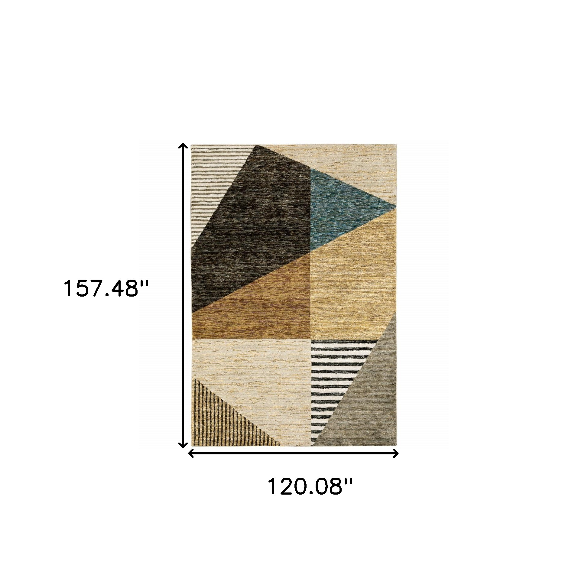 10" X 13" Blue and Beige Geometric Power Loom Area Rug