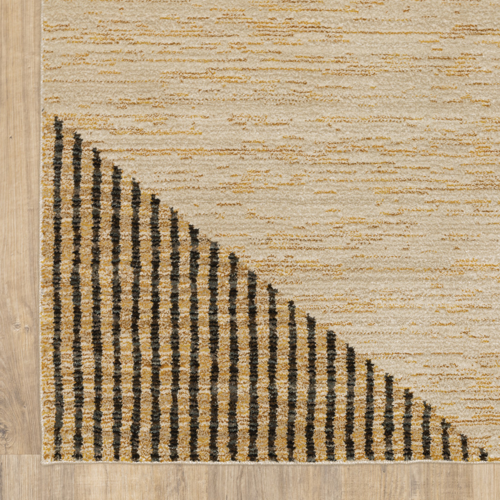 8" Runner Blue and Beige Geometric Power Loom Runner Rug
