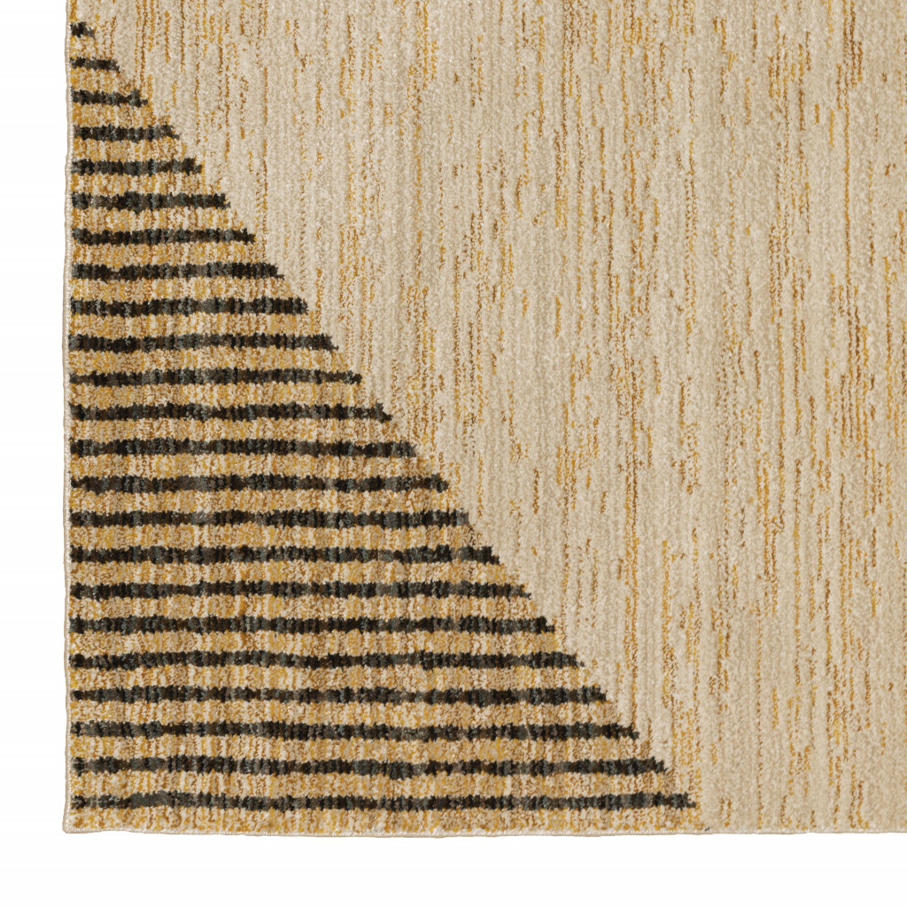 8" Runner Blue and Beige Geometric Power Loom Runner Rug