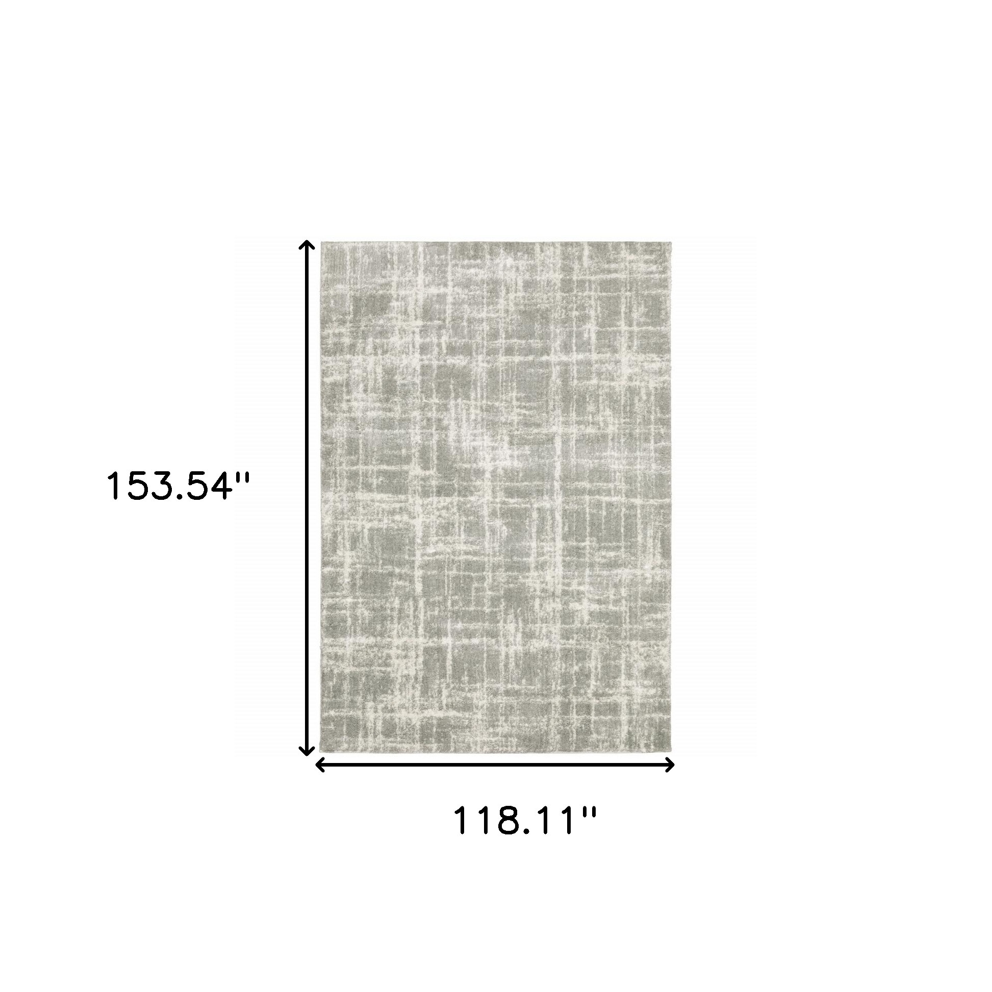 10" X 13" Grey And Ivory Abstract Shag Power Loom Stain Resistant Area Rug