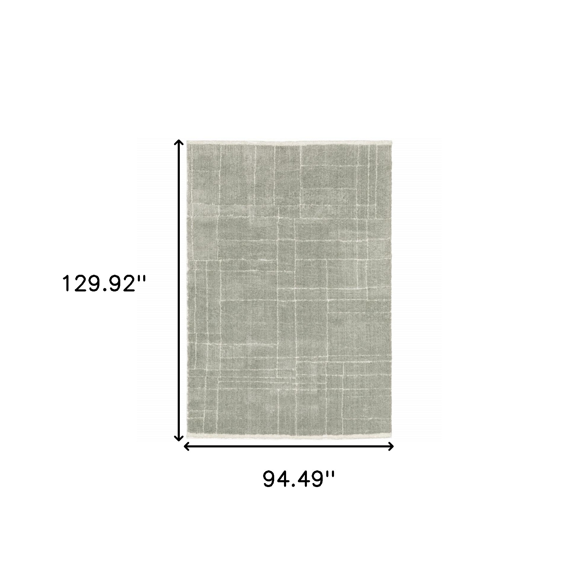 8" X 11" Gray and Ivory Geometric Shag Power Loom Area Rug