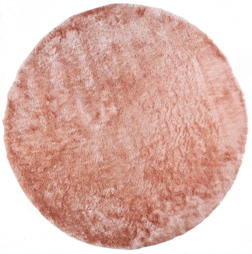 8" Pink Round Shag Tufted Handmade Area Rug