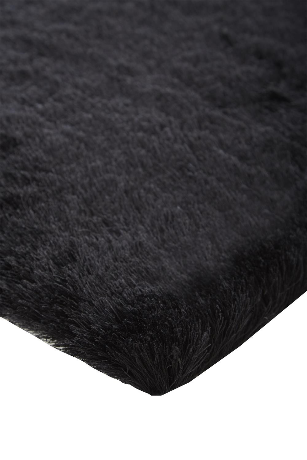 5" X 8" Black Shag Tufted Handmade Area Rug