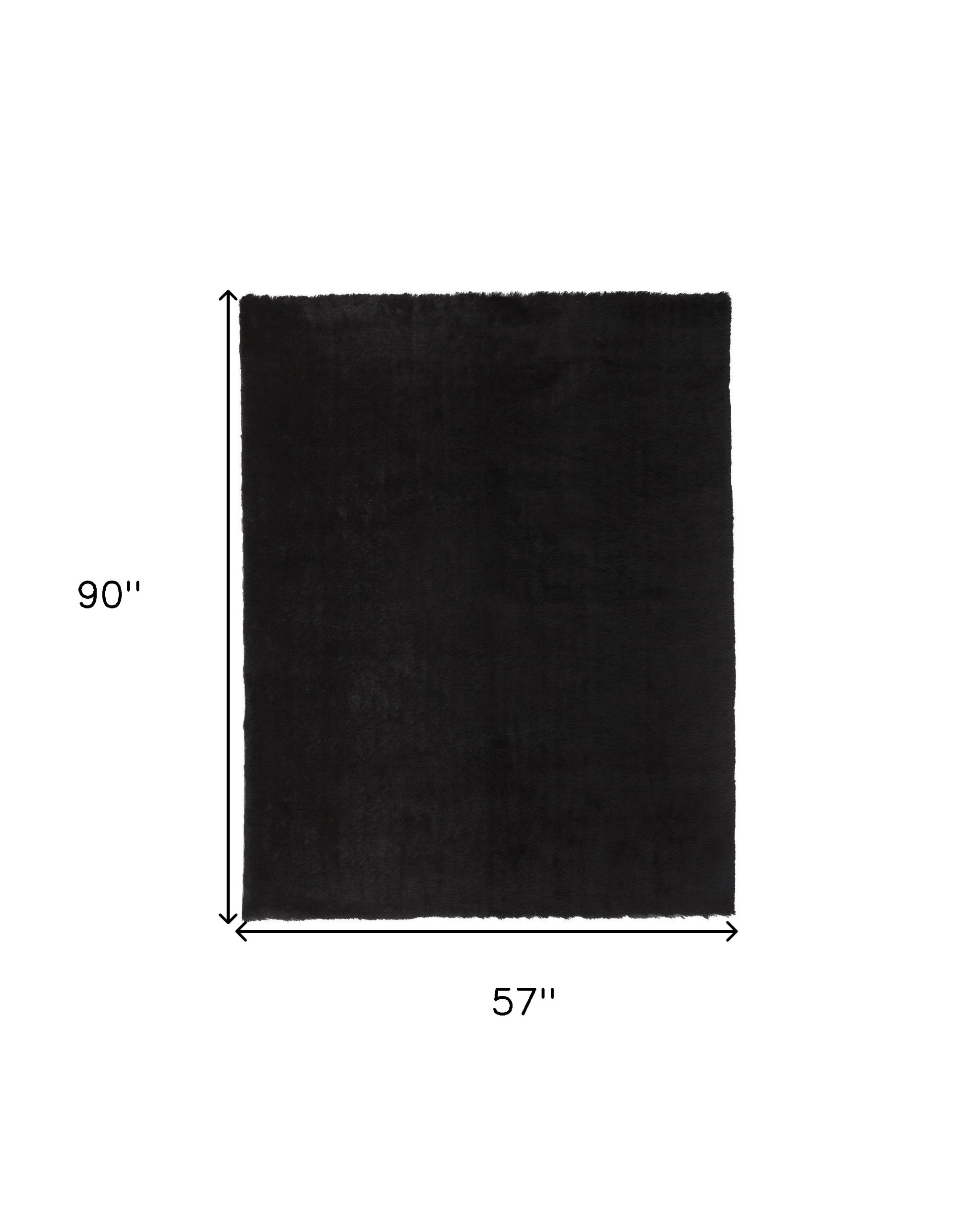 5" X 8" Black Shag Tufted Handmade Area Rug