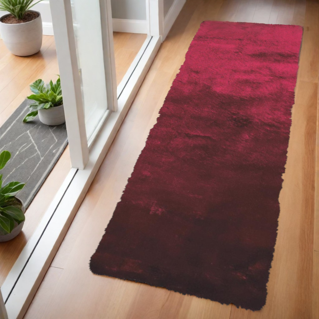 6' Merlot Shag Hand Tufted Runner Rug-510958-1
