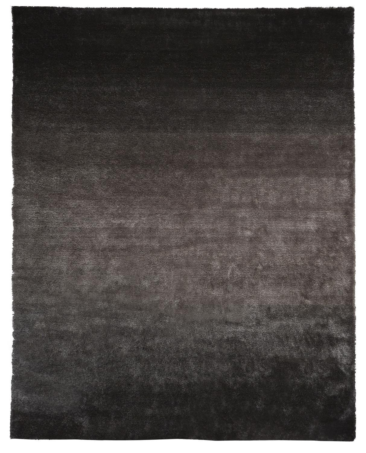 2" X 3" Gray And Black Shag Tufted Handmade Area Rug