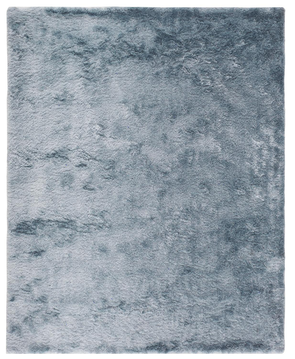 2" X 3" Blue And Silver Shag Tufted Handmade Area Rug