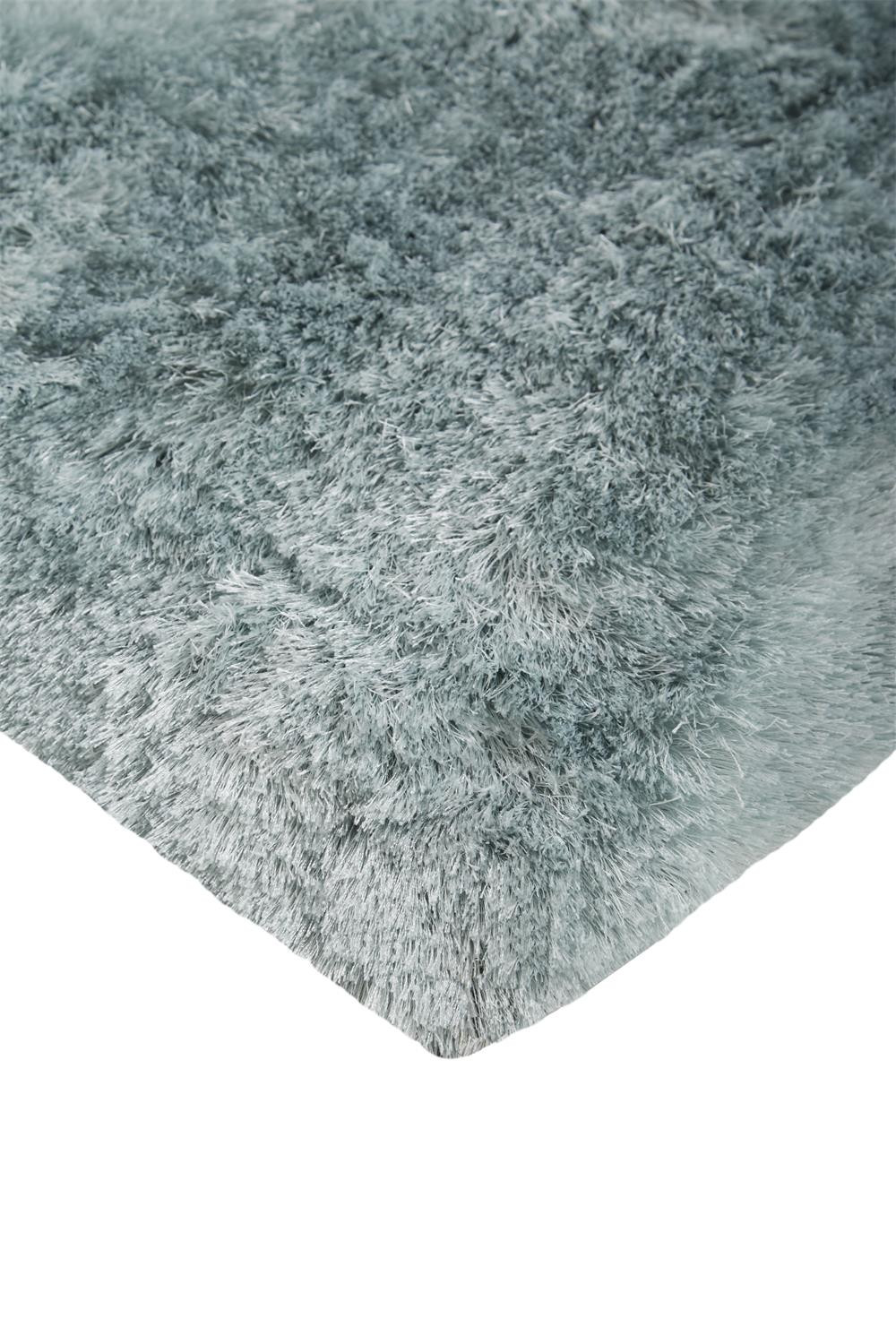 2" X 3" Blue And Silver Shag Tufted Handmade Area Rug
