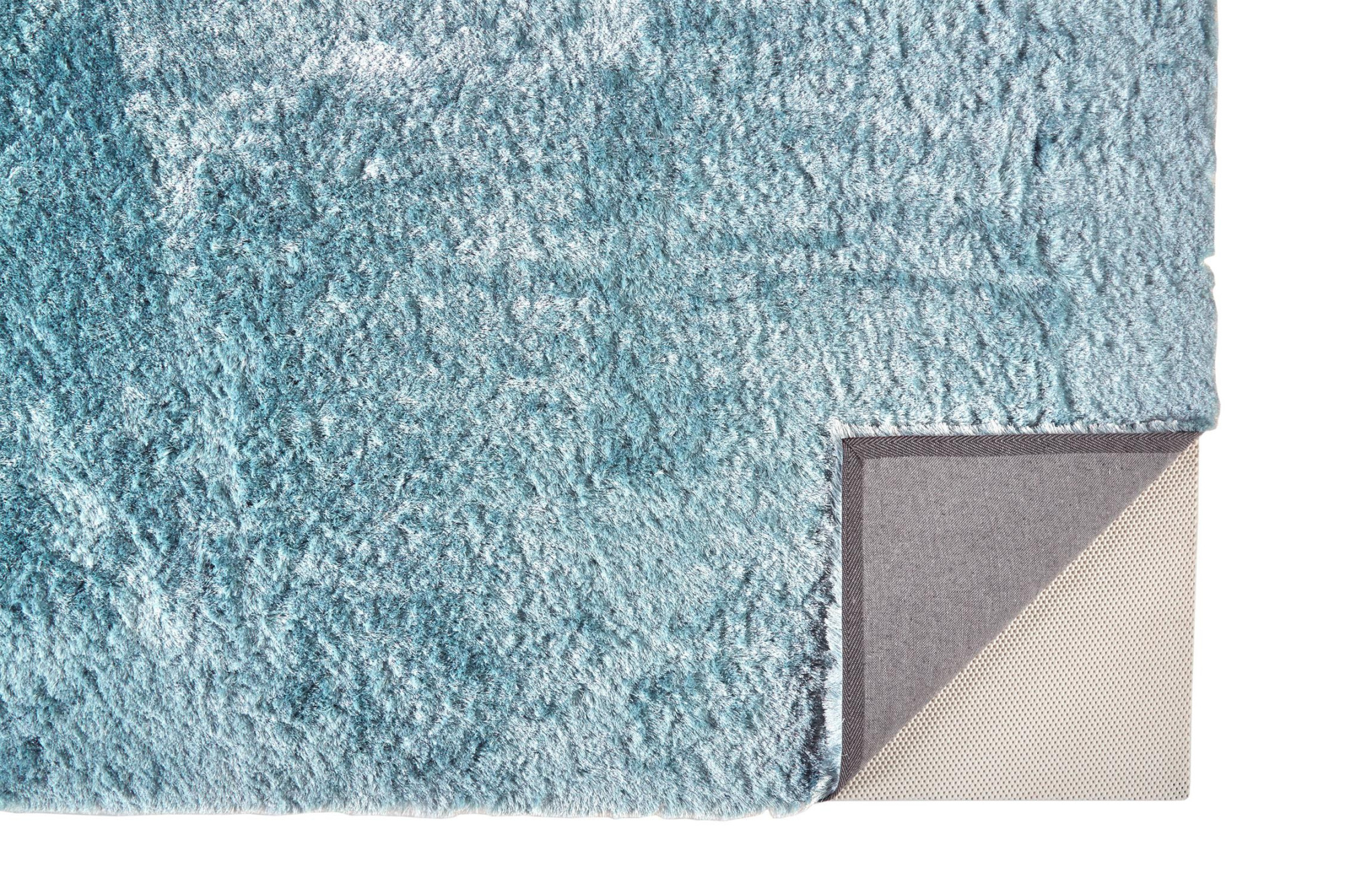 2" X 3" Blue And Silver Shag Tufted Handmade Area Rug