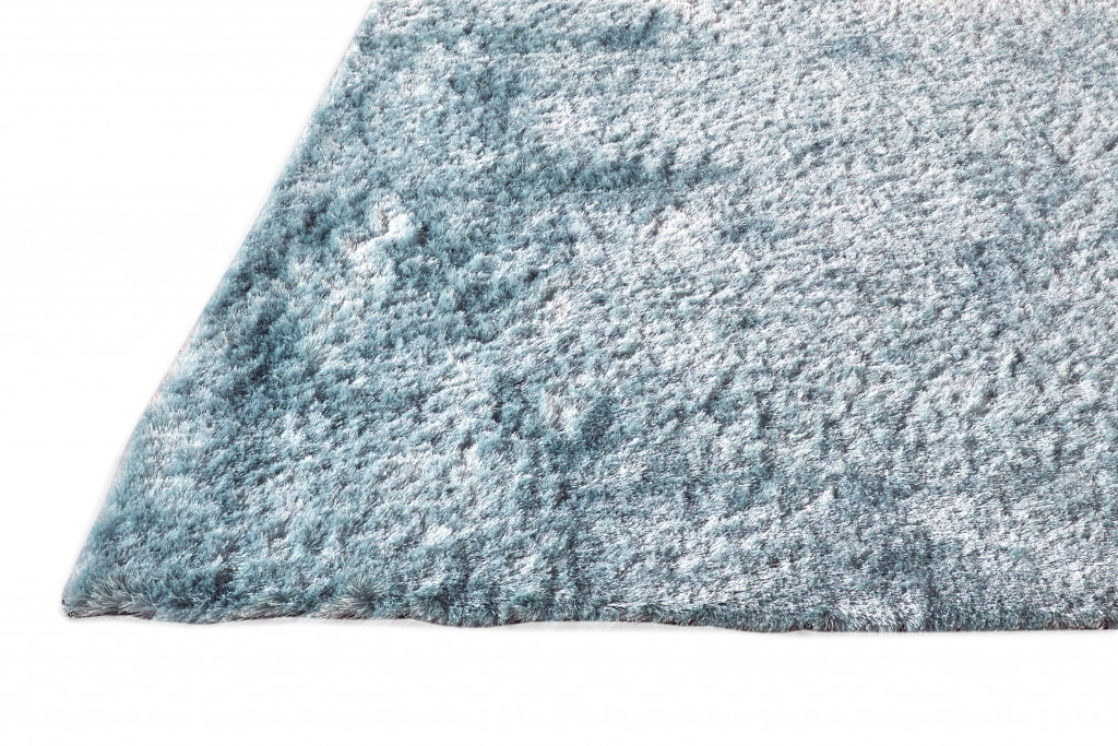2" X 3" Blue And Silver Shag Tufted Handmade Area Rug