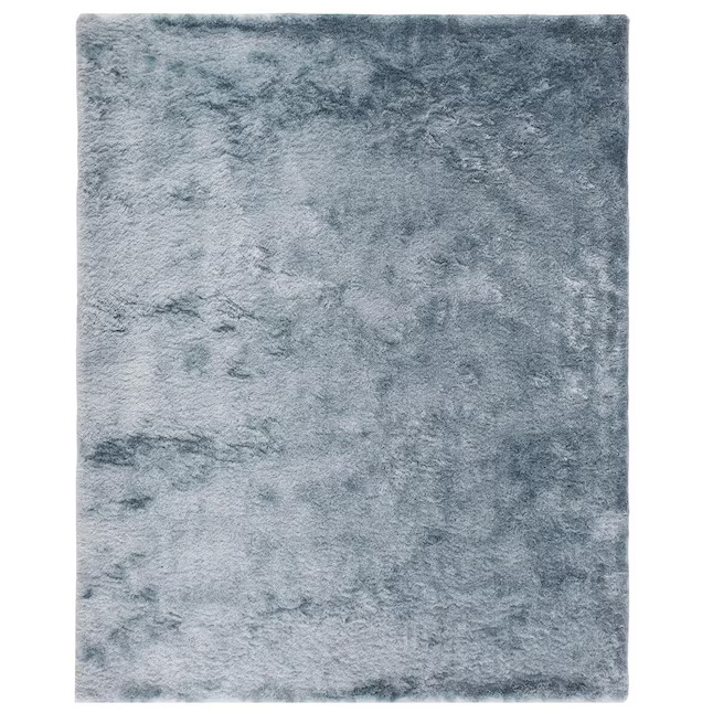 5" X 8" Blue And Silver Shag Tufted Handmade Area Rug