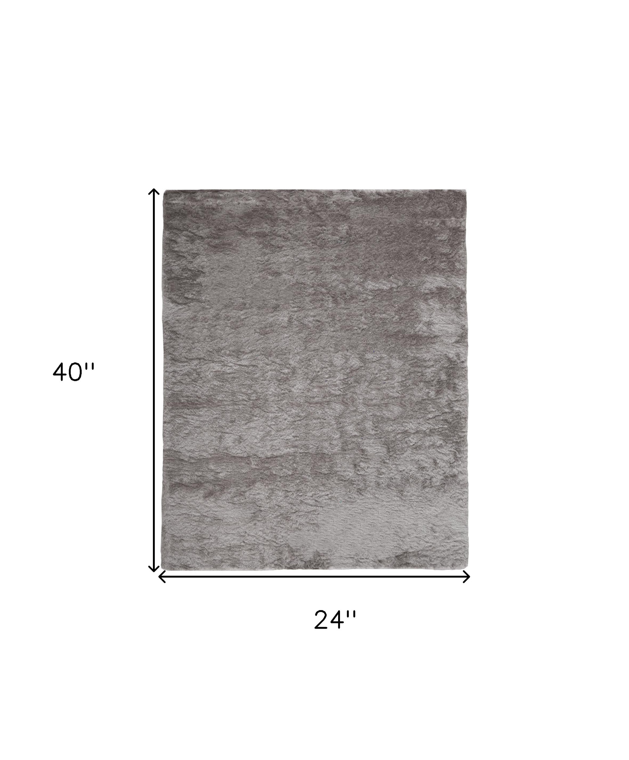 2" X 3" Gray And Silver Shag Tufted Handmade Area Rug