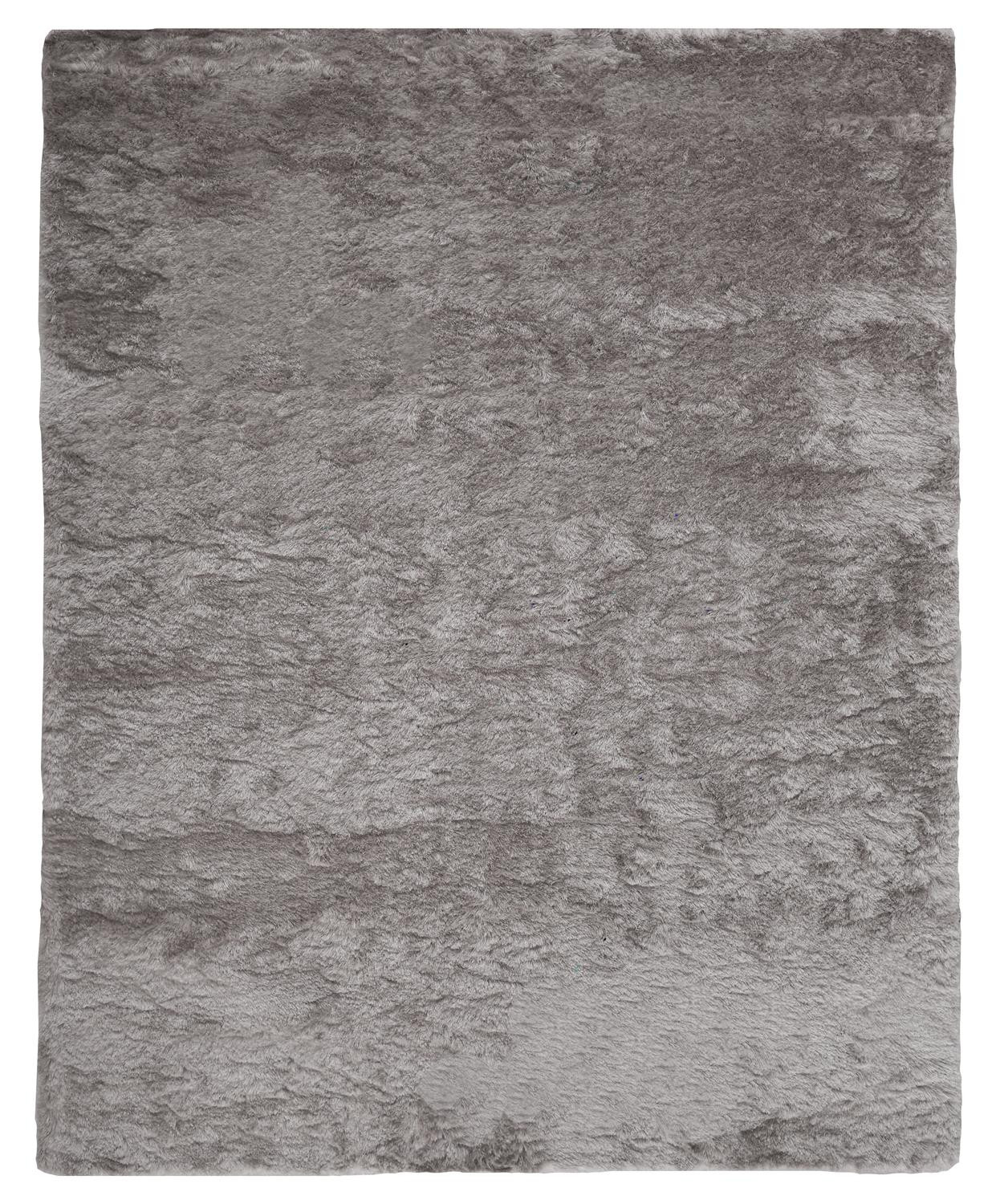 5" X 8" Gray And Silver Shag Handmade Area Rug