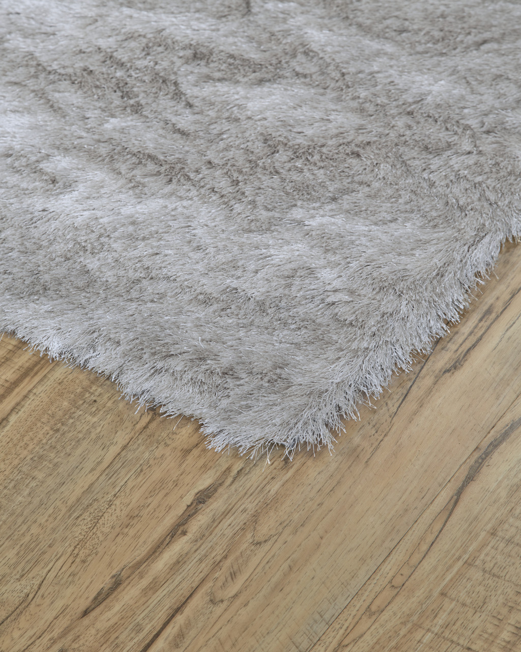 5" X 8" Gray And Silver Shag Handmade Area Rug
